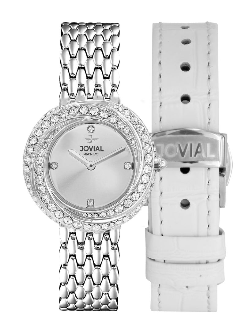 JOVIAL 1662 LSMQ01ZE Women's Fashion Stainless Steel watch, 35mm, White