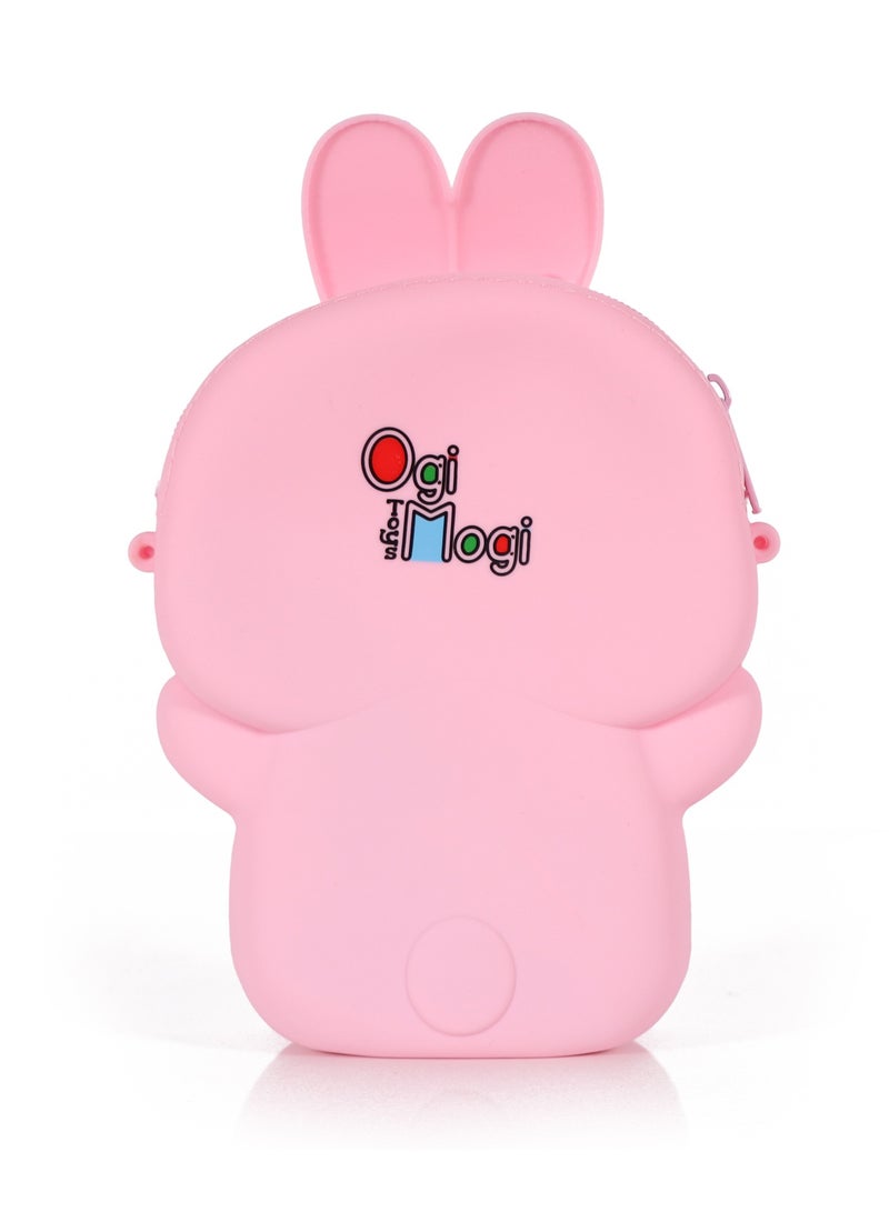 Ogi Mogi Toys Mini Silicone Fidget Bag with Adjustable Strap, Pink Bunny