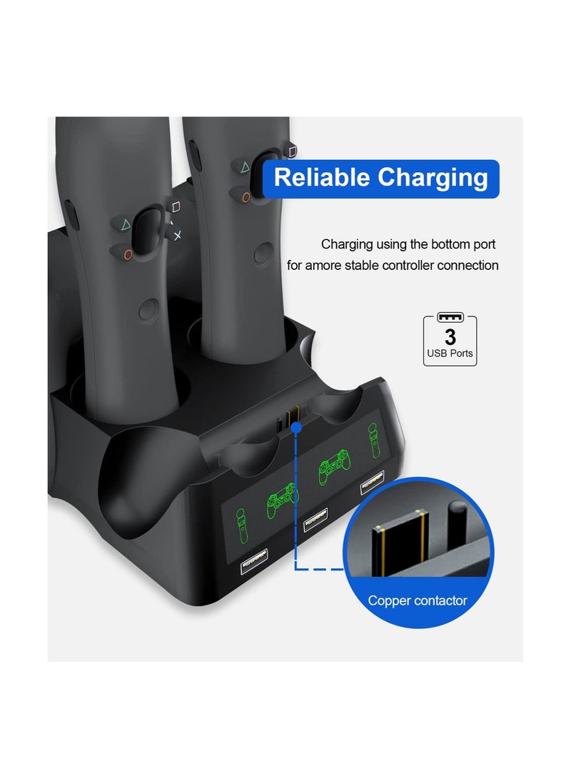 Controller Charging Dock Station Fit for PS4, 4 in 1 PS Controller Charger Station, Fast Controller Charger with LED Indicator Compatible with PS4/Slim/PS4 Pro/PS VR Charging Dock(1 Pack)