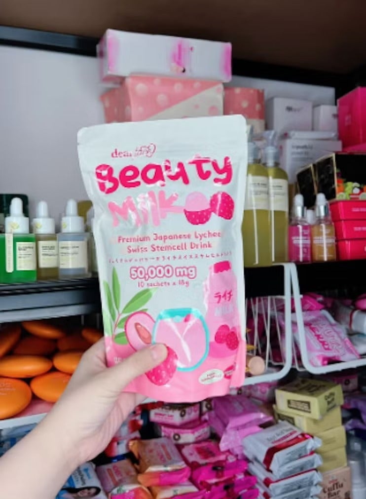 Face Beauty Milk Japanese Collagen MELON & STRAWBERRY Drink - 50,000mg Hydrolyzed Collagen