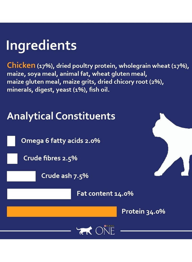ONE Adult Dry Cat Food Chicken Enriched Protein 6kg