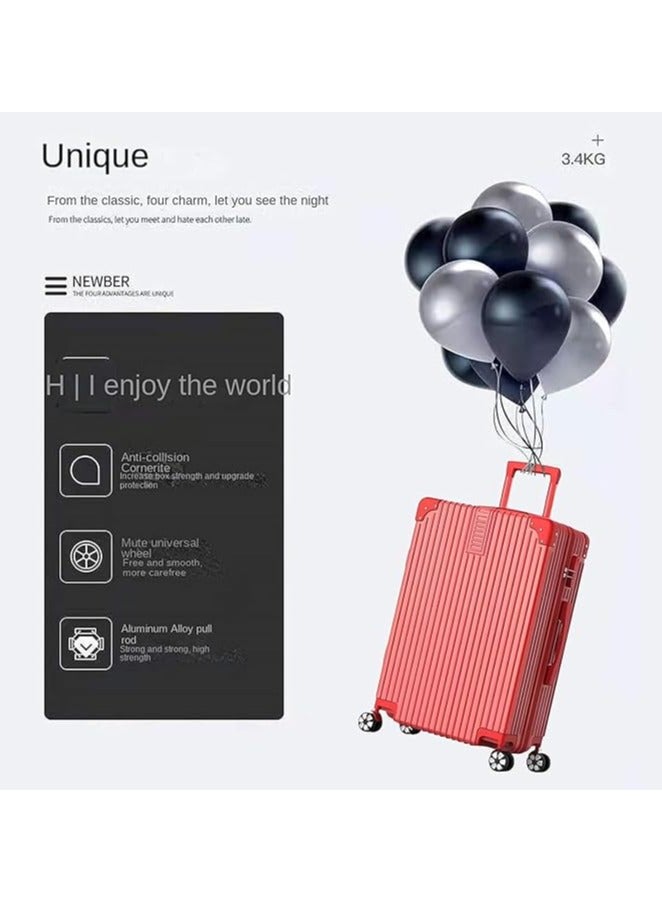 TRAVEL TROLLEY LUGGAGE AND SUITCASE CABIN BAG WITH BEAUTY CASE ABS MATERIAL 360 ROTATION WHEEL HARD CASE RED COLOUR