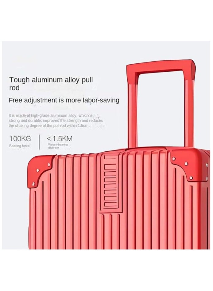 TRAVEL TROLLEY LUGGAGE AND SUITCASE CABIN BAG WITH BEAUTY CASE ABS MATERIAL 360 ROTATION WHEEL HARD CASE RED COLOUR