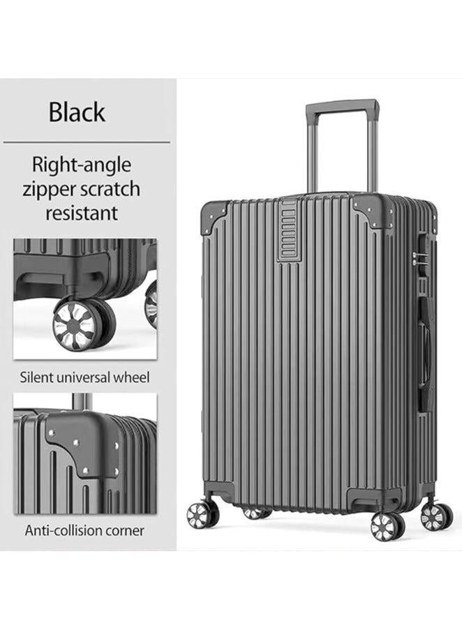 TRAVEL TROLLEY LUGGAGE AND SUITCASE CABIN BAG WITH BEAUTY CASE ABS MATERIAL 360 ROTATION WHEEL HARD CASE BLACK COLOUR