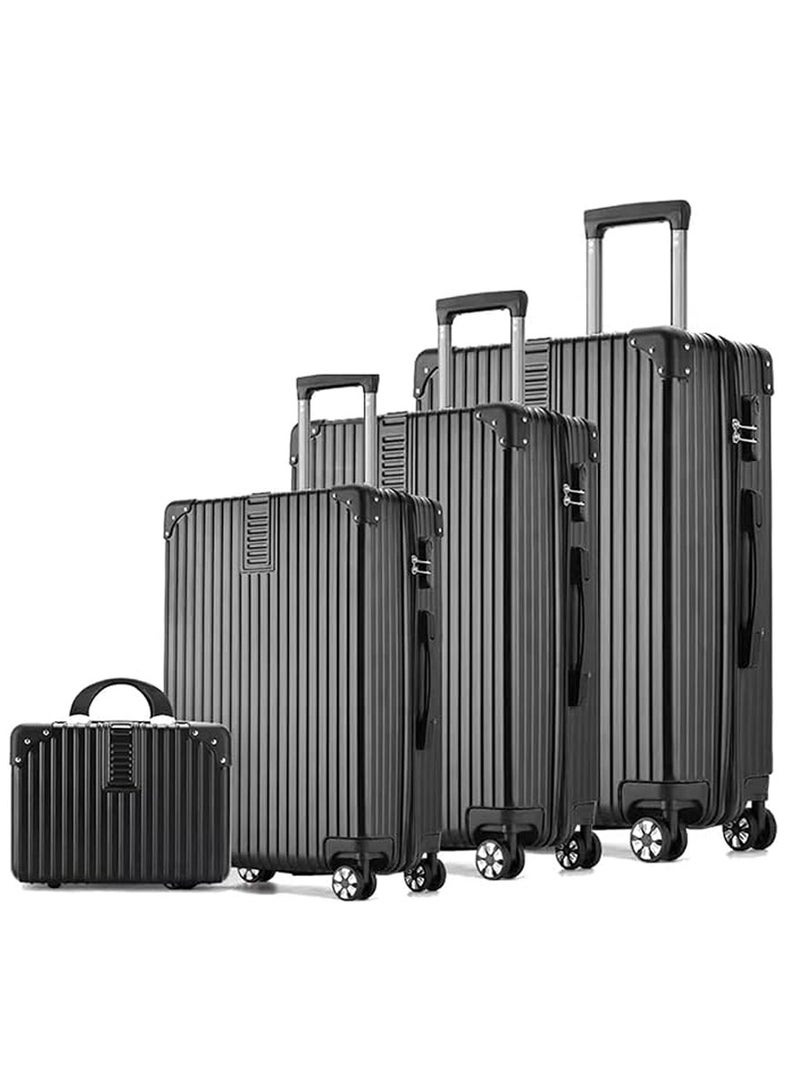 TRAVEL TROLLEY LUGGAGE AND SUITCASE CABIN BAG WITH BEAUTY CASE ABS MATERIAL 360 ROTATION WHEEL HARD CASE BLACK COLOUR