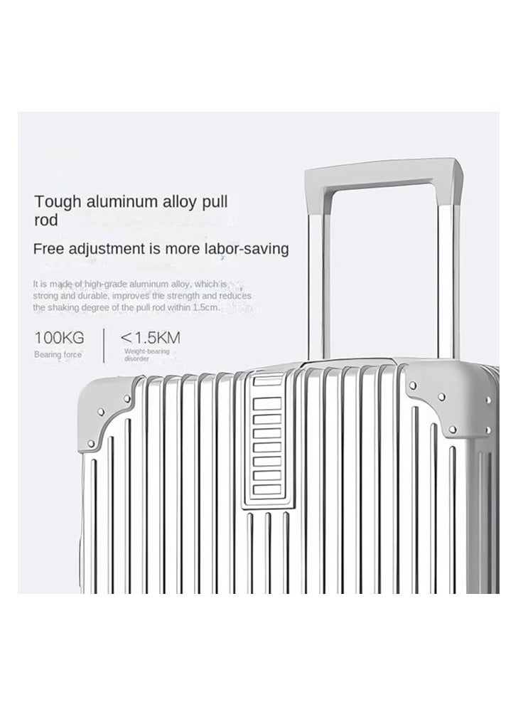 TRAVEL TROLLEY LUGGAGE AND SUITCASE CABIN BAG WITH BEAUTY CASE ABS MATERIAL 360 ROTATION WHEEL HARD CASE SILVER COLOUR