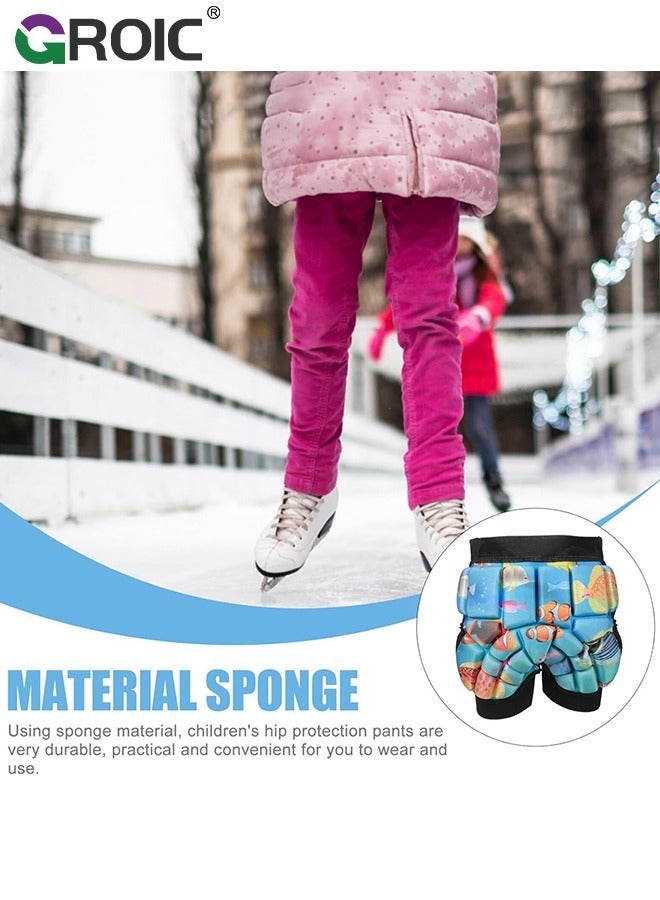 Kids Hips Protective Pads, Pads for Skating Cycling, 3D Protection for and Tailbone Lightweight, Anti Slip Snowboard Padded Pants, Hip Pads for Ice Skating Ski Skiing Skateboarding Cycling