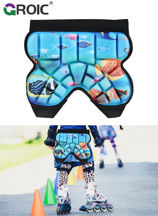 Kids Hips Protective Pads, Pads for Skating Cycling, 3D Protection for and Tailbone Lightweight, Anti Slip Snowboard Padded Pants, Hip Pads for Ice Skating Ski Skiing Skateboarding Cycling