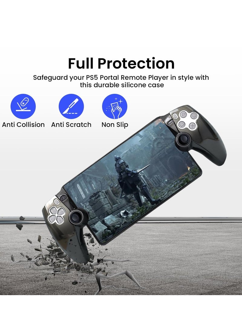 PS5 Protective Cover, Silicone Case for PS5 Portal Remote Player Handheld - Protective Cover, Ergonomic Design, for Ps Portal Accessories (Clear Black)