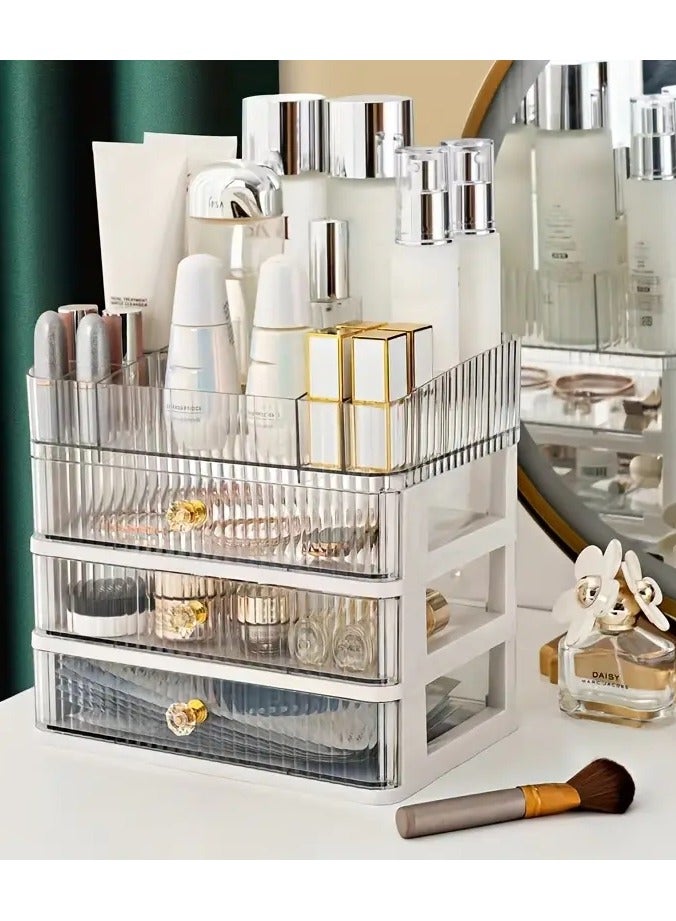 Makeup Organizer For Large Countertop Organizer With Drawers, Cosmetics Storage For Skin Care, Brushes,Eyeshadow,Lotions,Lipstick,Nail Polish,Great For Dresser