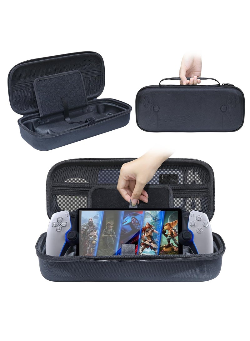 Case Compatible with PlayStation Portal, Built-in Screen Protector Portable Handheld Carrying Case Bag, for Travel and Storage, Shockproof/Non-Drop and Anti-Collision (Black Patterned)