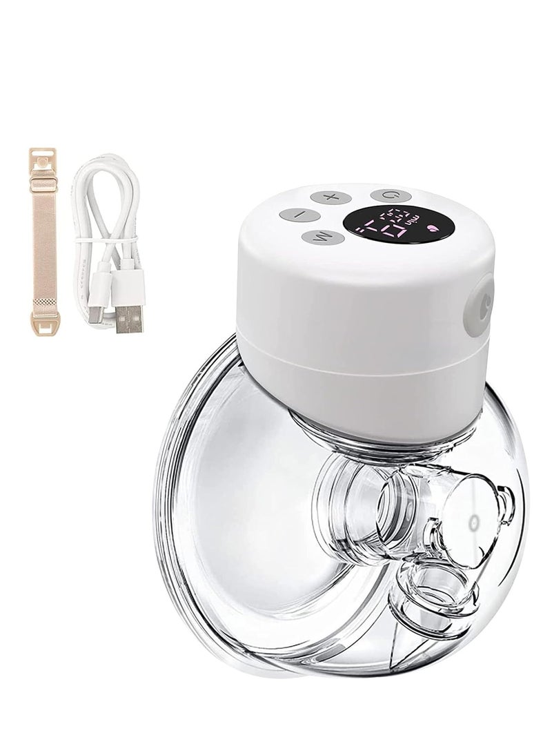 1 Pack of Wearable Breast Pump Wireless Hands Free Breast Pump, Low Noise Rechargeable Electric Portable Breast Pump with 2 Working Modes 9 Suction Levels LCD Display for New Mom Feeding Newborn Baby