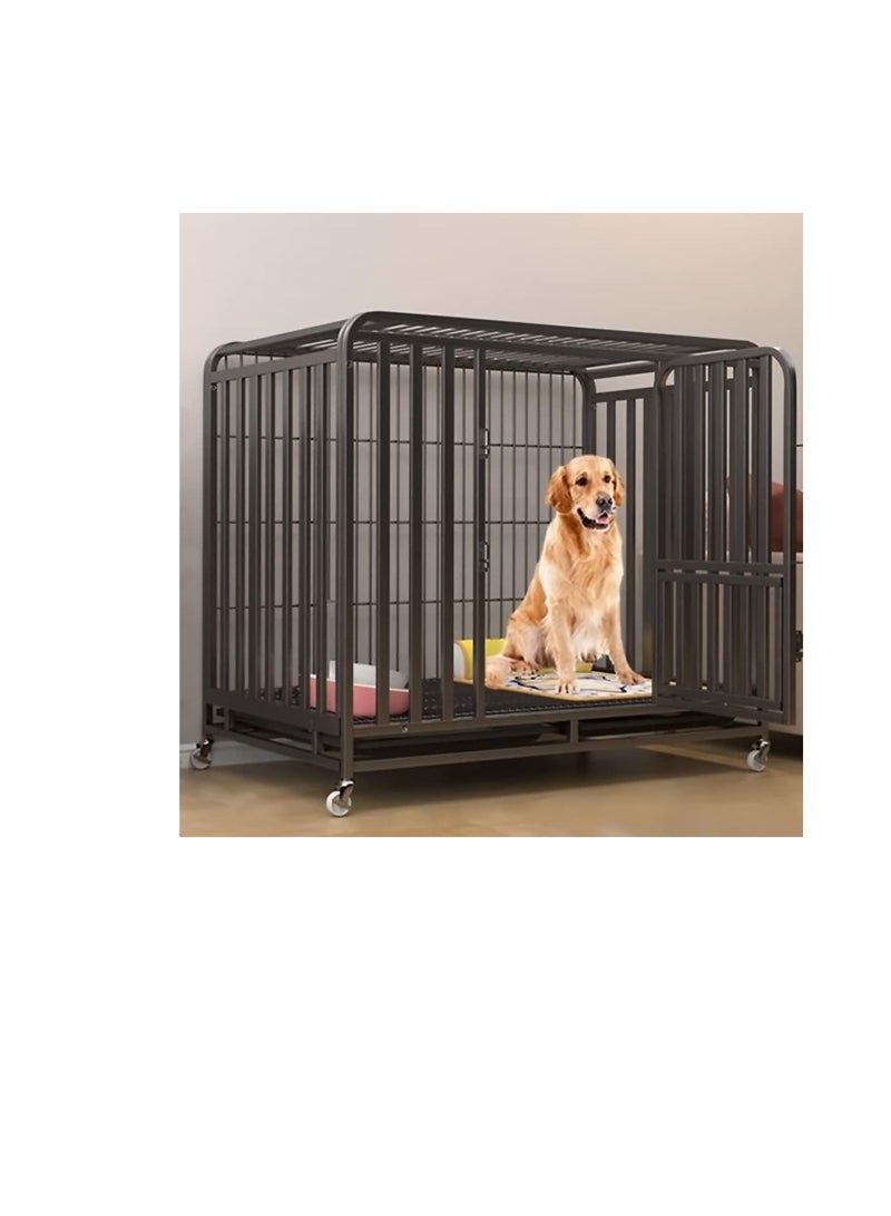 Heavy Dog Crate Duty Stainless Steel Double Door Pet Kennel Dog Kennels And Crates Large Dog Cage Pet Playpen With Four Wheels For Small Medium And Large Dogs