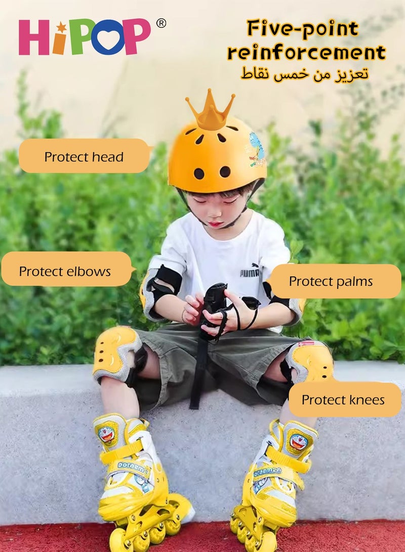 7 in 1 Kids Helmet of Scooter,Skateboard and Bike,Adjustable Children Riding Protective Gear,All-Round Protection,Send Crown Ornament,Children's Bicycle Protection Equipment 3-14 Age