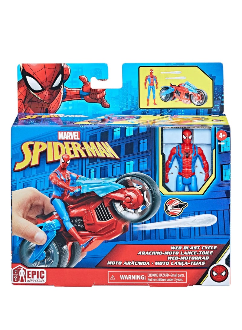 Marvel Spider-Man Web Blast Cycle And Action Figure - 4 Inches