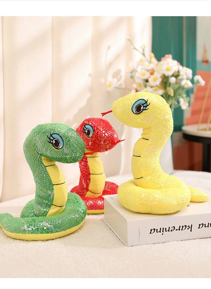 Cartoon sequined snake doll plush toy fake snake doll 2 pieces
