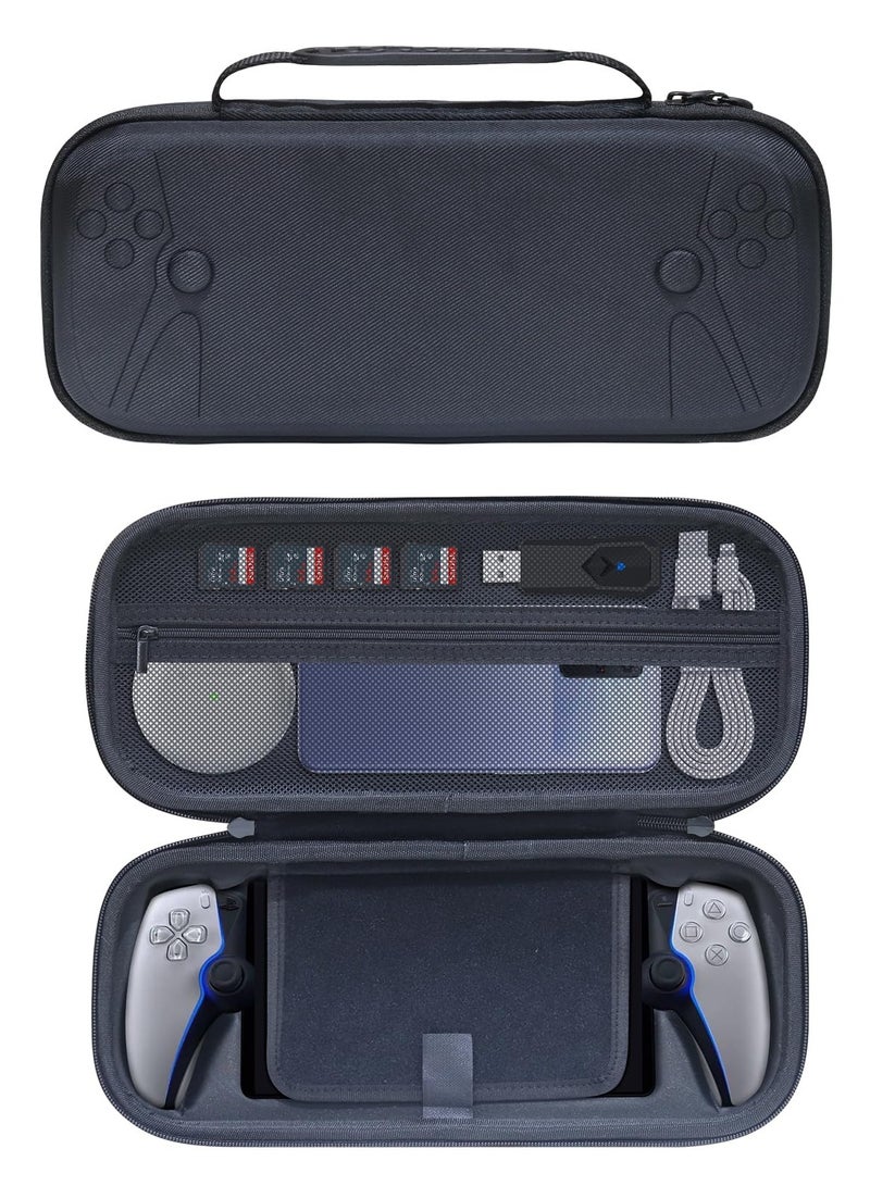 Case Compatible with PlayStation Portal, Built-in Screen Protector Portable Handheld Carrying Case Bag, for Travel and Storage, Shockproof/Non-Drop and Anti-Collision (Black Patterned)