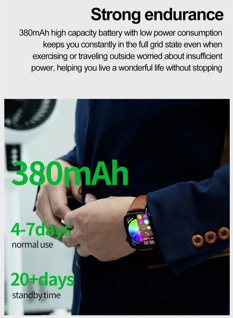 Non-invasive Blood Sugar Measurement Smart Phone Watch Men's Health Monitoring Blood Pressure Heart Rate Outdoor Sports Large Screen Square