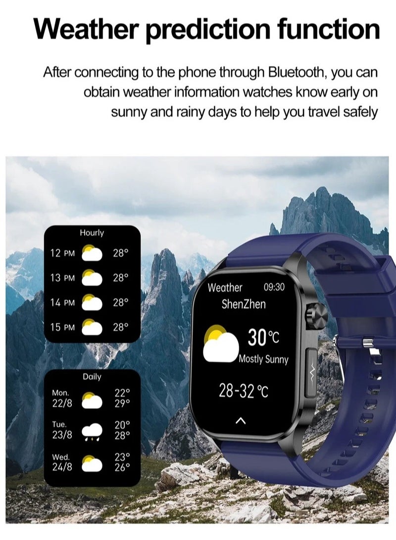 Non-invasive Blood Sugar Measurement Smart Phone Watch Men's Health Monitoring Blood Pressure Heart Rate Outdoor Sports Large Screen Square