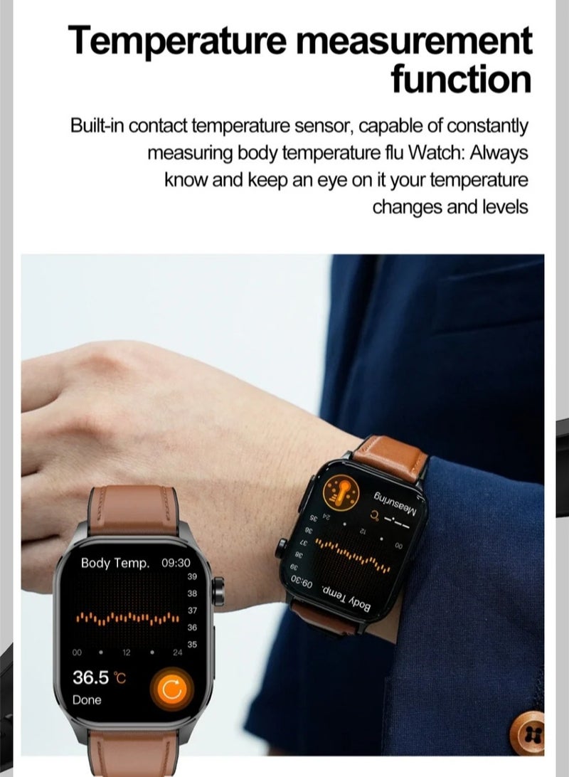 Non-invasive Blood Sugar Measurement Smart Phone Watch Men's Health Monitoring Blood Pressure Heart Rate Outdoor Sports Large Screen Square