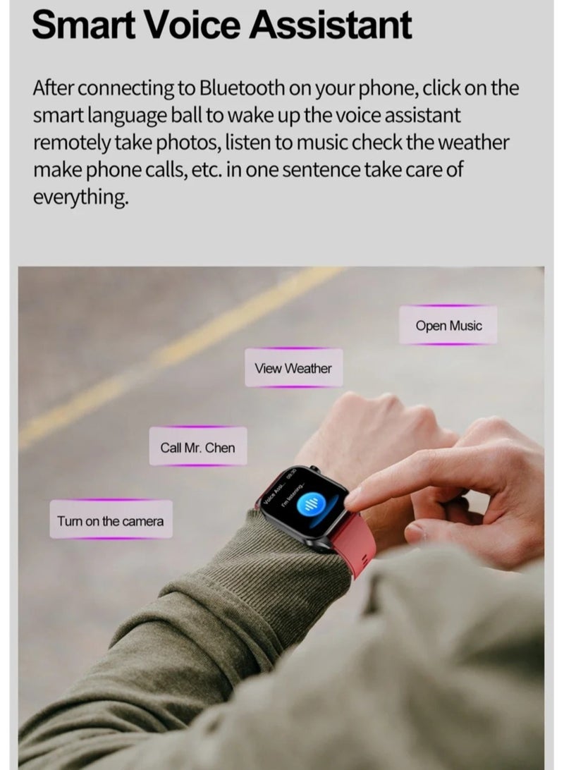 Non-invasive Blood Sugar Measurement Smart Phone Watch Men's Health Monitoring Blood Pressure Heart Rate Outdoor Sports Large Screen Square