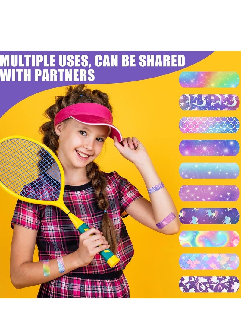 10 Styles Kids Cartoon Bandages, Flexible Adhesive Colorful Strips Waterproof Cute Bandages for Girls Repair Tape Knuckle Stickers Comfortable Protection Care for Cuts Scrapes Burns (300 Pieces)