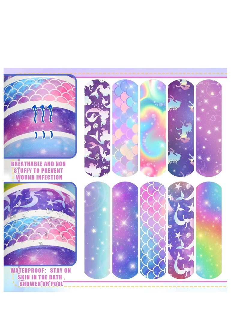 10 Styles Kids Cartoon Bandages, Flexible Adhesive Colorful Strips Waterproof Cute Bandages for Girls Repair Tape Knuckle Stickers Comfortable Protection Care for Cuts Scrapes Burns (300 Pieces)