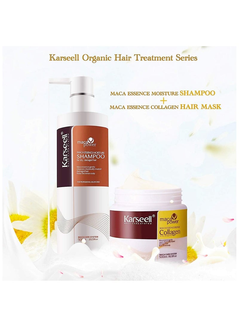 Karseell Shampoo and Conditioner Set Shampoo and Hair Mask Set Deep Treatment Argan Oil Coconut Protein Herbal Collagen Keratin Sulfate Free for Dry or Damaged Hair 500 ML -  2PCS