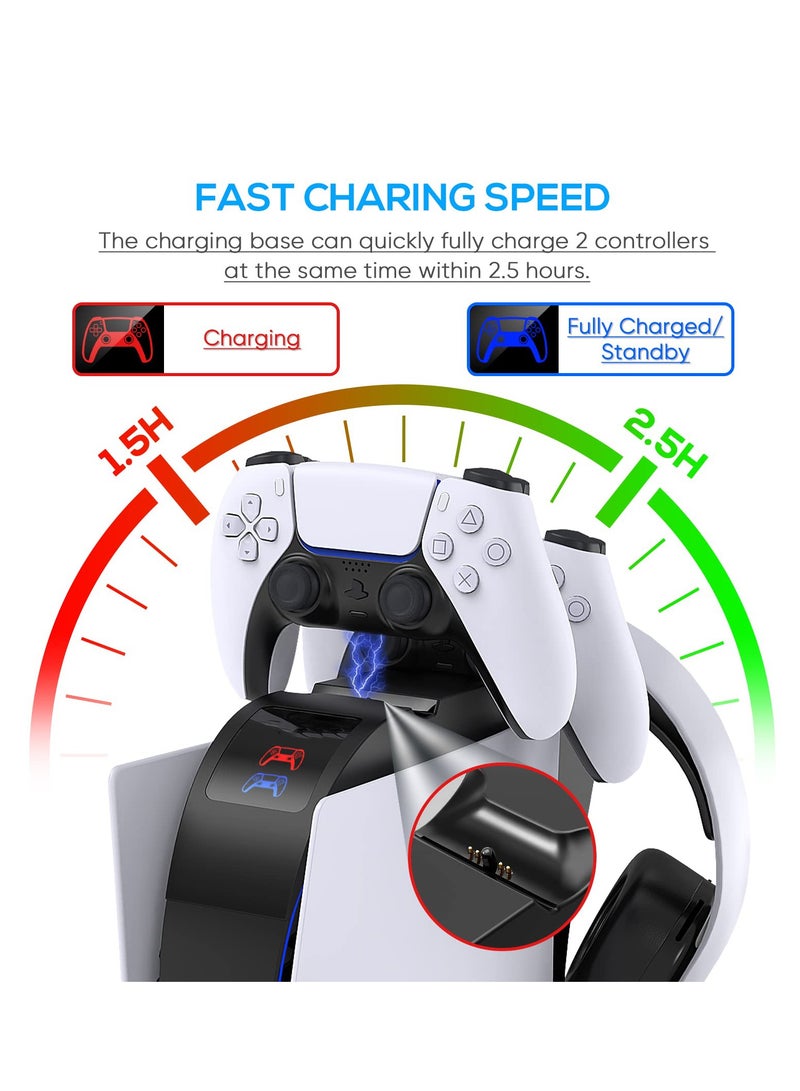 Cooling Fan and Controller Charger for PS5 DualSense, 2.5H Fast 2 in 1 Charging Station, and Cooling System Accessories for Playstation 5 Disc and Digital Edition