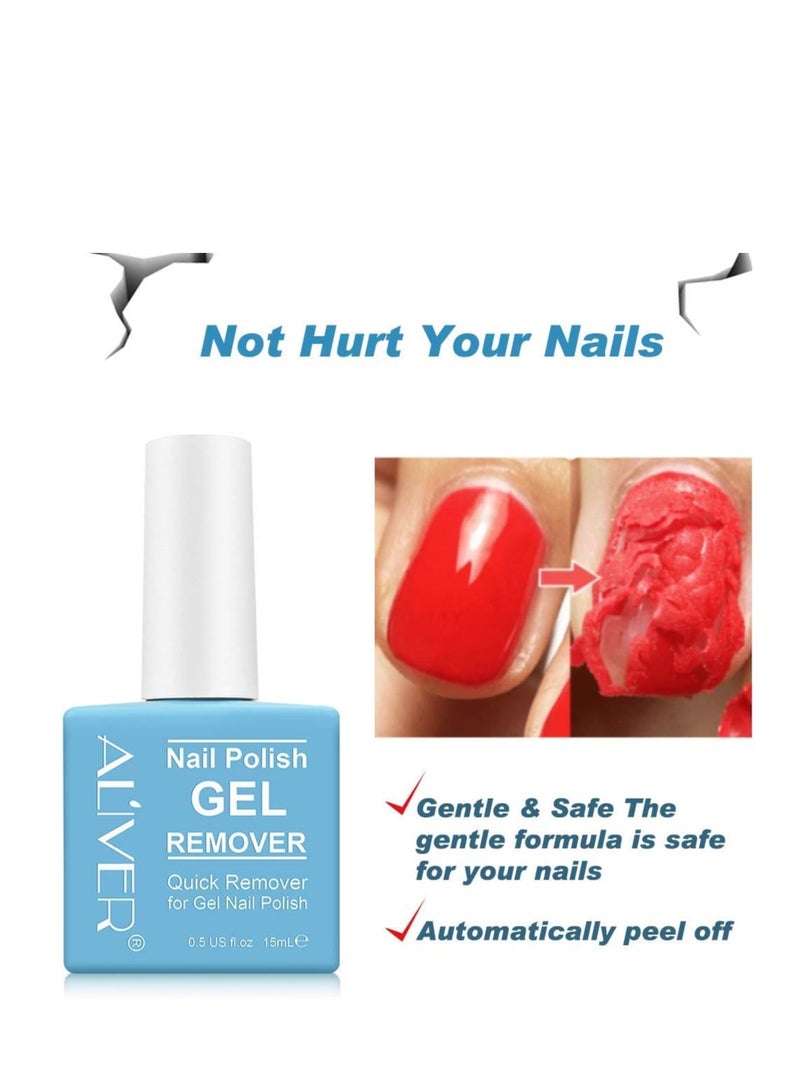 Gel Nail Polish Remover, Professional Gel Remover for Nails, Easily & Quickly Remove Nail Polish in 3-5 Minutes, Doesn't Hurt Nails, No Need For Foil, Soaking Or Wrapping Blue - 15 ml