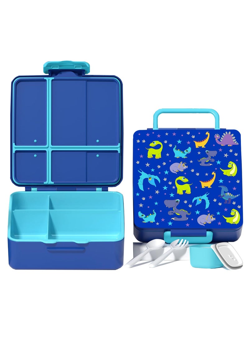 Top-Quality Bento Lunch Box for Kids,Leak Proof Toddler with 4 Compartments,BPA Free Dishwasher Safe Lunch Container with Utensils, Ideal Gift for Ages 3-12 Girls Boys for School（Dinosaurs）