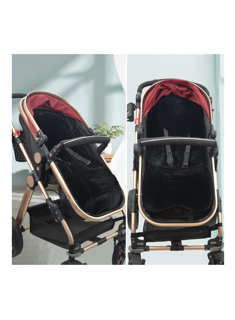 Winter Warm Baby Stroller Cushion (78 X 35Cm), Universal Newborn Carriage Cushion Faux Sheepskin Baby Seat Pad Soft Baby Seat Liner Newborn Stroller Cushion Comfortable Winter Cushion For Stroller
