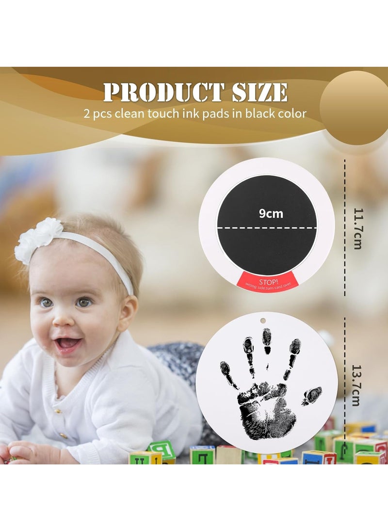 Inkless Hand and Footprint Kit - Ink Pad for Baby Hand and Footprints - 2Pcs Clean Touch Ink Pads with 6 Imprint Cards, Doesn’t Touch Skin, Inkless Print Kit Safe Non-Toxic for Newborn Baby, Family