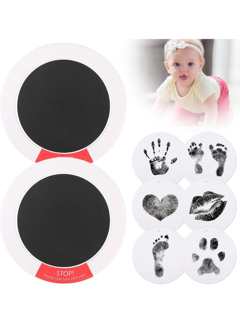 Inkless Hand and Footprint Kit - Ink Pad for Baby Hand and Footprints - 2Pcs Clean Touch Ink Pads with 6 Imprint Cards, Doesn’t Touch Skin, Inkless Print Kit Safe Non-Toxic for Newborn Baby, Family