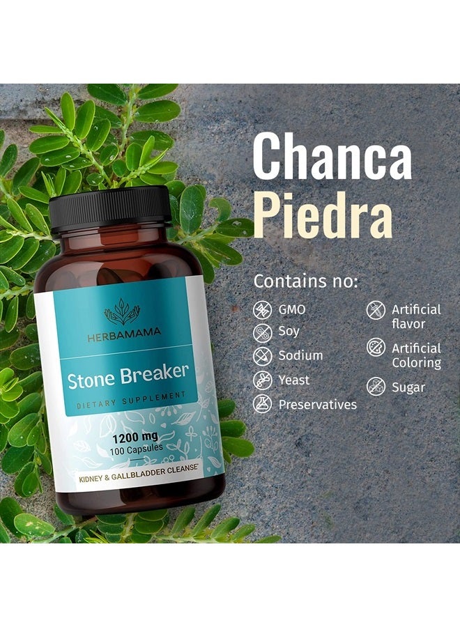 Stone Breaker Chanca Piedra Pills - Organic Chanca Piedra Stone Breaker Kidney Stones Dissolver - Kidney & Gallbladder Cleanse - 1200mg, 100 Capsules