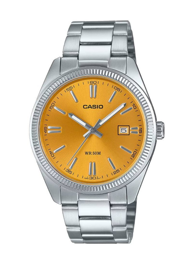Entice Quartz Yellow Dial Stainless Steel Men's Watch MTP-1302PD-9AV