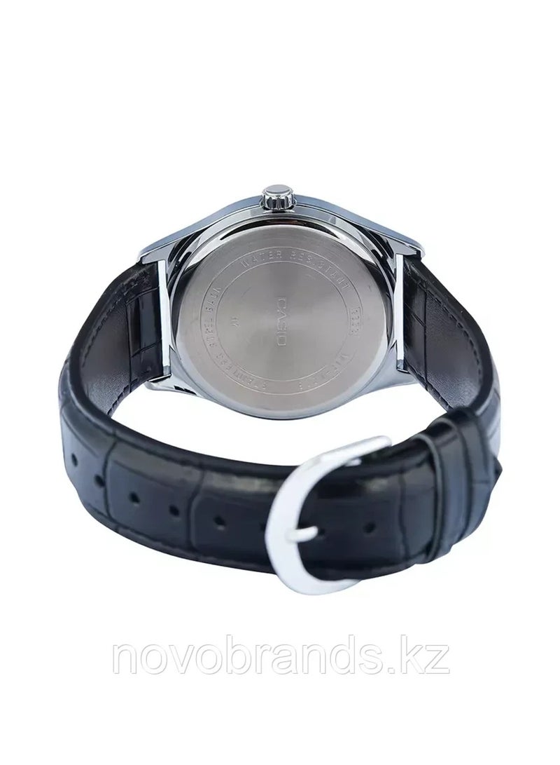 Men's Quartz Black Dial Leather Strap Watch MTP-V006L-1CUDF - 38mm