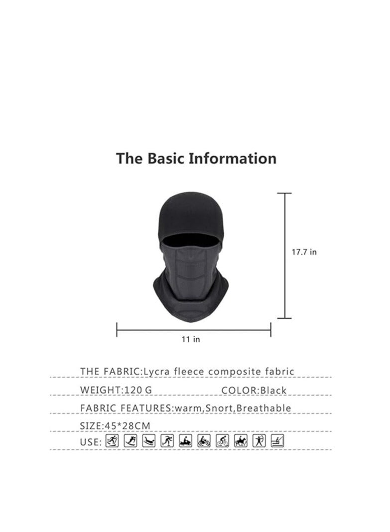 Balaclava Ski Mask - Winter Face Mask for Men & Women - Cold Weather Gear for Skiing, Snowboarding & Motorcycle Riding, Windproof Fleece Thermal Full Face Mask Cold Weather Gear(Black)