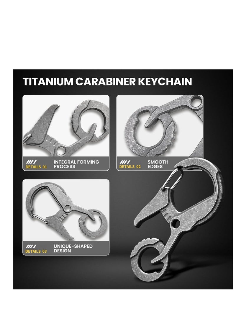 Titanium Carabiner Keychain Clip, Key Chain with Bottle Opener and Key Ring Hole, EDC Tactical Quick Release Keychain Carabiner Clip, Car Keys Organizer Accessories for Men and Women