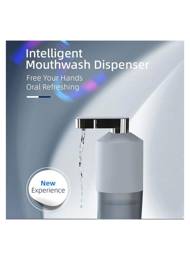 Portable Automatic Mouthwash Dispenser, Rechargeable Mouth Wash Pump Cup Digital Display Mouthwash Container Bottle, with 4-Level Dispensing Power, Smart Touch Control for Bathroom Caravans Travel