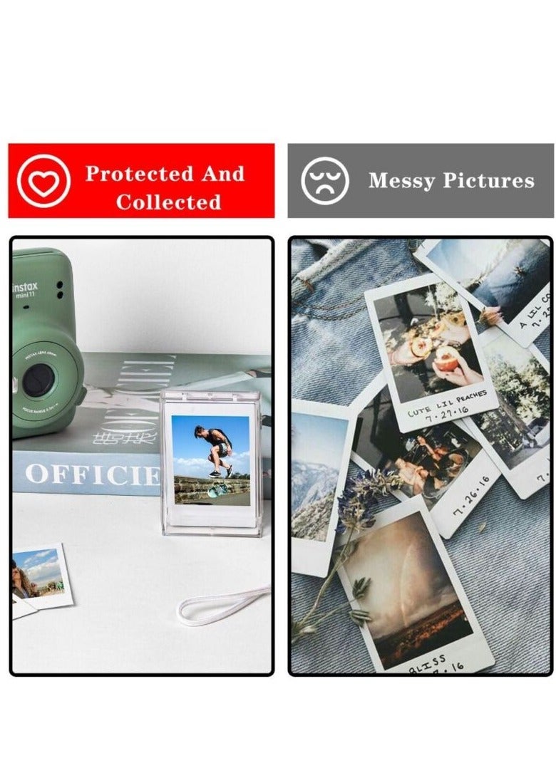 [Set of 2] Mini Photo Holder Storage Case for Fujifilm Instax Mini 12/11/9/8/7/7+/EVO, 3 inch Photo Pouch Instant Camera Film Accessories, Travel Photo Holder Protective Case w/Wrist Lanyard