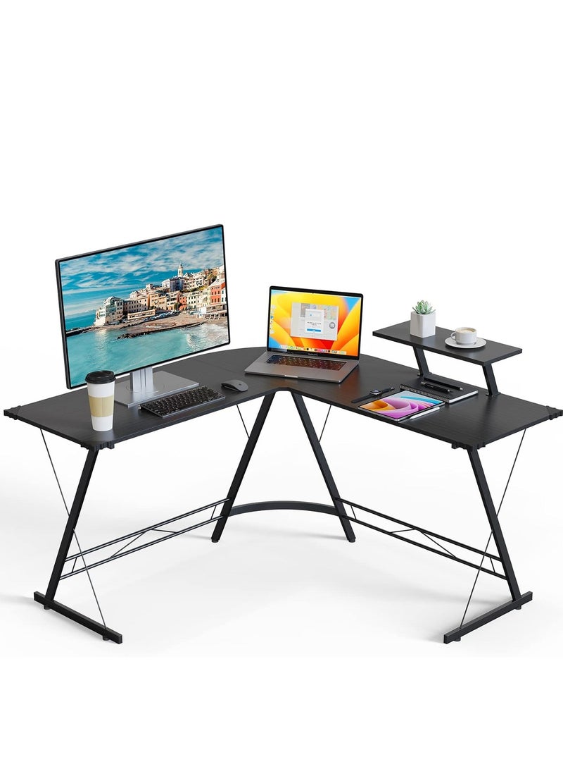 L Shaped Computer Desk: Sleek Design, Large Workspace, and Effortless Assembly for Your Home Black 120x71x46cm