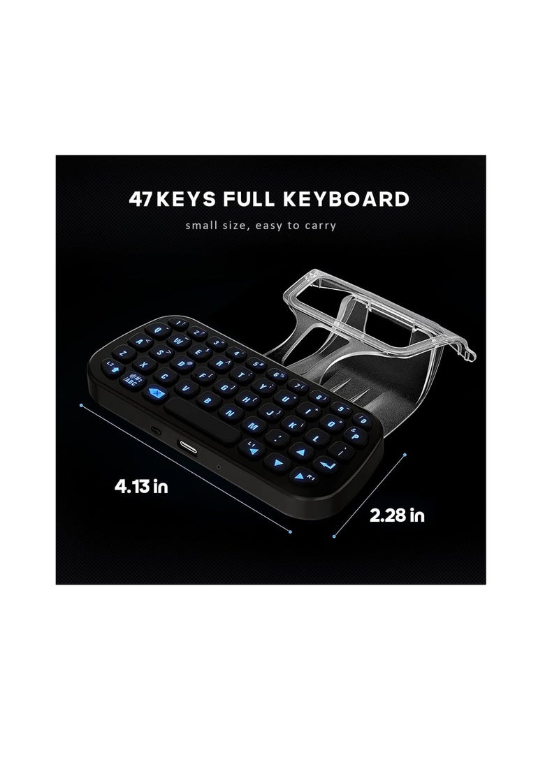 PS5 Controller Keyboard with Backlight Playstation, Wireless Bluetooth Keypad Chatpad for Playstation 5 Controller, Mini Game Keyboard Built-in Speaker with 3.5mm Audio Jack for Messaging, Black