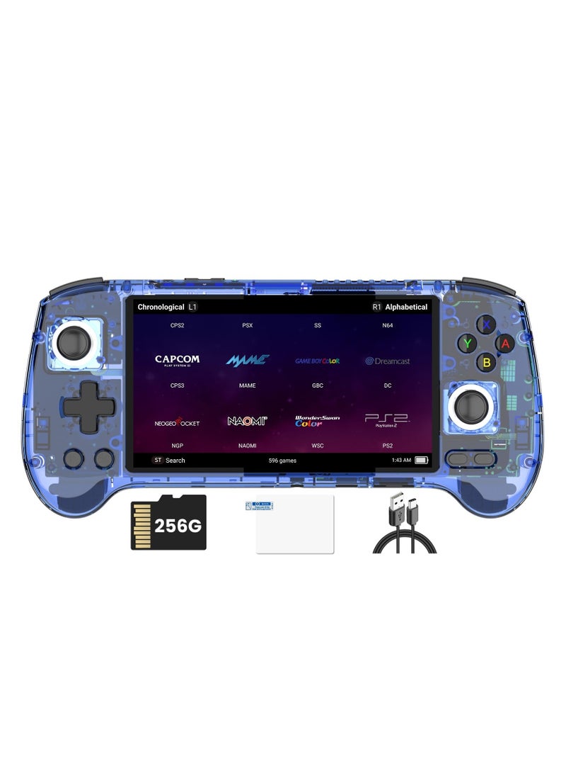ANBERNIC RG556 Handheld Game Console Unisoc T820 Android 13 5.48 inch AMOLED Screen 5500mAh WIFI Bluetooth Retro Video Players (Blue 256G)