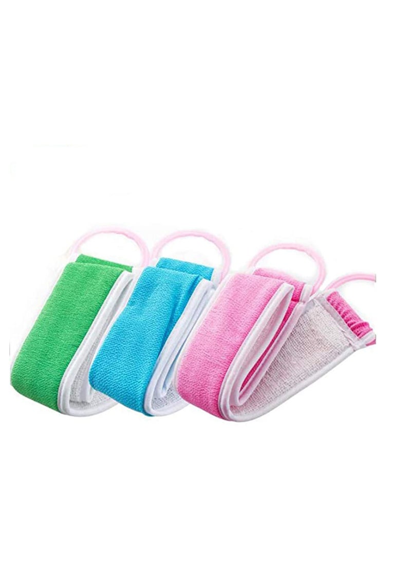 KASTWAVE Back Scrubber, Loofah Exfoliating, For Shower Double Side Scrubbing Strap Body Bath Sponge 3pcs