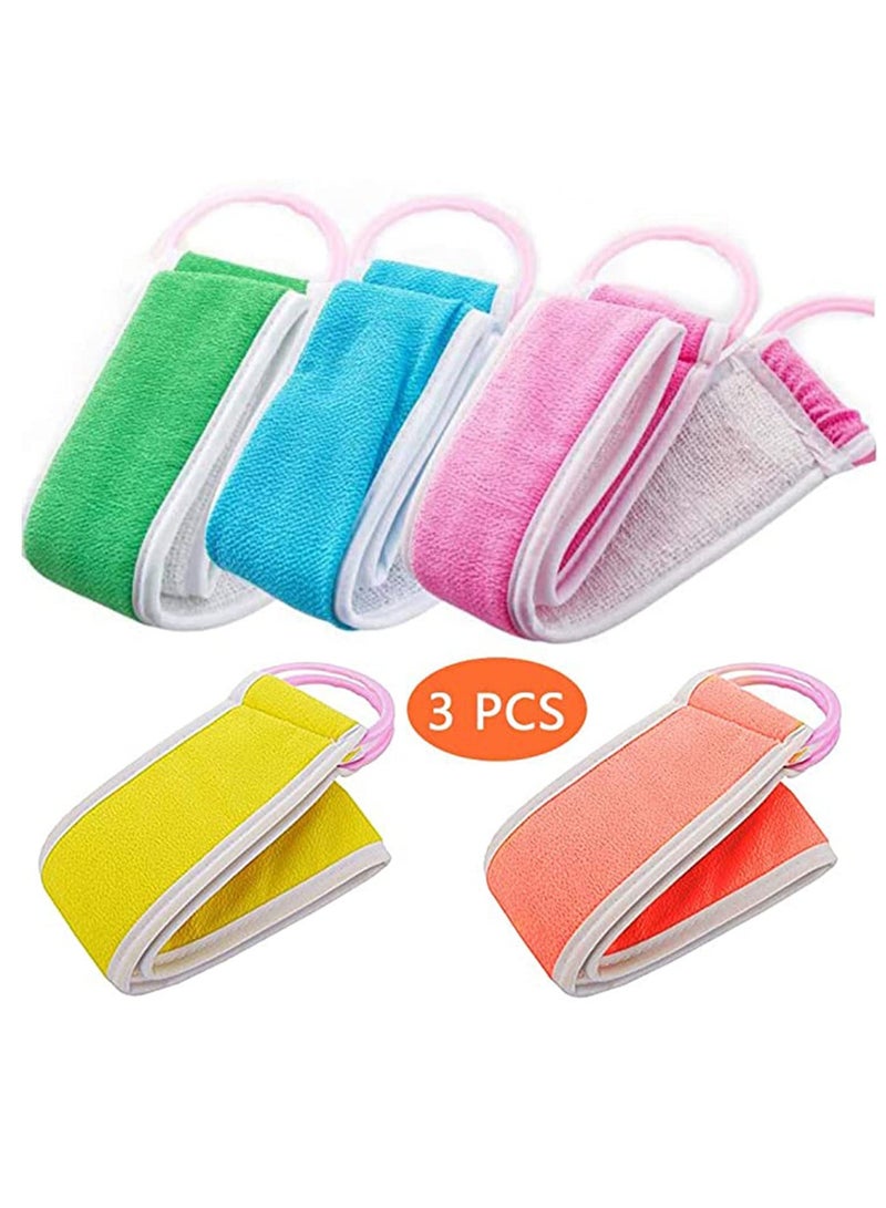 KASTWAVE Back Scrubber, Loofah Exfoliating, For Shower Double Side Scrubbing Strap Body Bath Sponge 3pcs