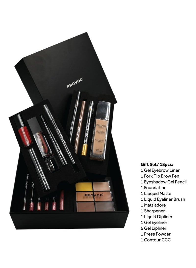 PROVOC Make-Up Gift Set 14 (Foam Trays Box) 18pcs