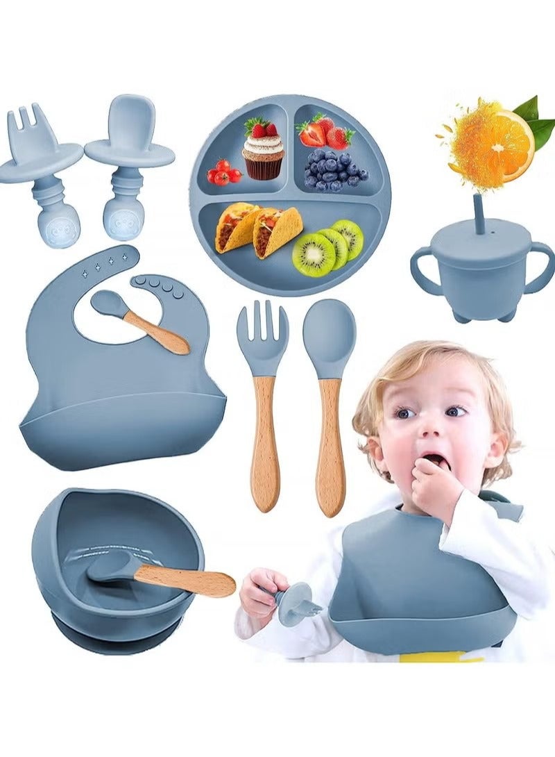 8-piece baby supplement set, baby tray with suction cups, adjustable bib, BPA free