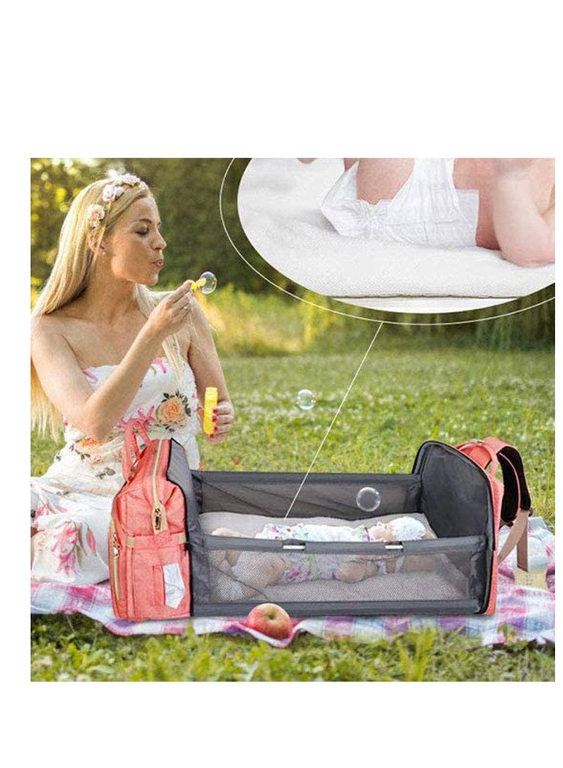 Travel Foldable Baby Bed 3 In 1, Portable Diaper Changing Station Mummy Bag Backpack, Portable Bassinets For Baby And Toddler, Travel Crib Infant Sleeper, Baby Nest