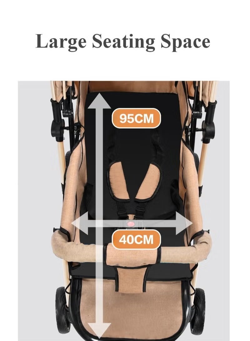 Two Way Push Portable Infant Adjustable Foldable Baby Stroller Push Stroller and Baby Cart with Handles safety harness Storage Basket Stroller Tray and Cup Holder